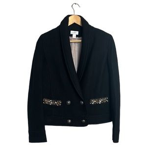 Ann Taylor Loft Wool Blazer Jeweled pockets Black size 8